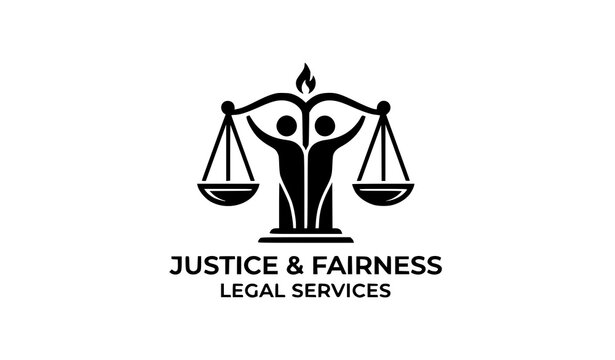 Justice scale logo vector illustration with law and legal fairness symbol design