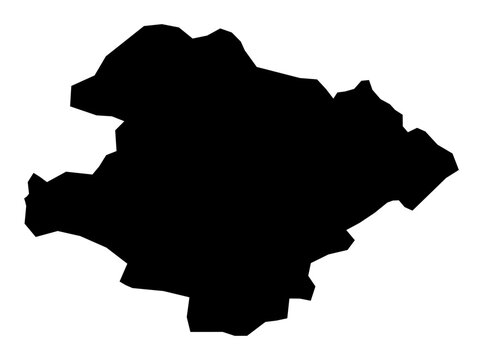 A contour map of Razgrad. Bulgarian province silhouette