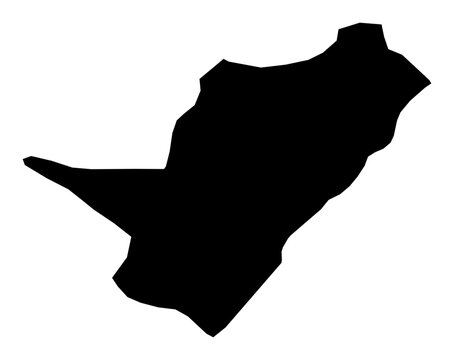 A contour map of Podgorica. Montenegrin municipality silhouette