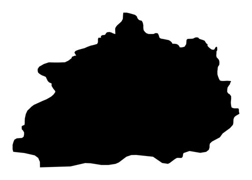 A contour map of Pelagonia Region. North Macedonian statistical region silhouette