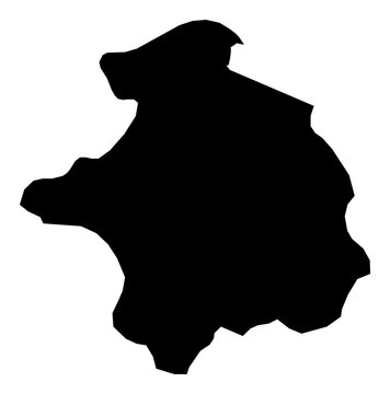 A contour map of Mitrovica District. Kosovo district silhouette