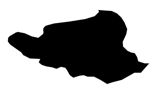 A contour map of Peja District. Kosovo district silhouette