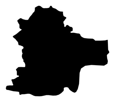 A contour map of Southeastern Region. North Macedonian statistical region silhouette