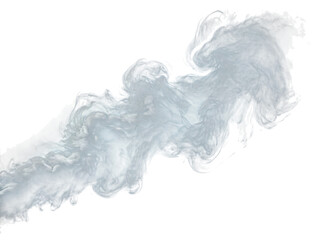 Fototapeta premium Abstract wispy smoke plume isolated on white background, ethereal and atmospheric