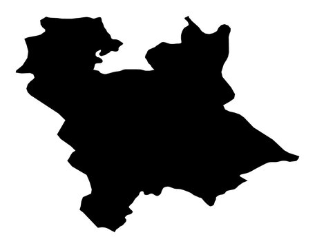 A contour map of Central Banat. Serbian district silhouette