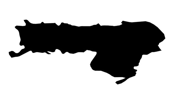 A contour map of Srem. Serbian district silhouette