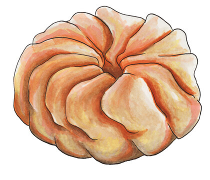Isolated markers illustration of french cruller donut with black outline