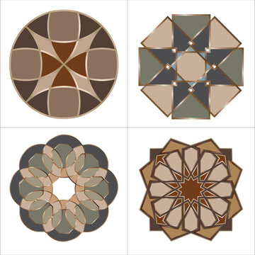 set of four geometric shapes