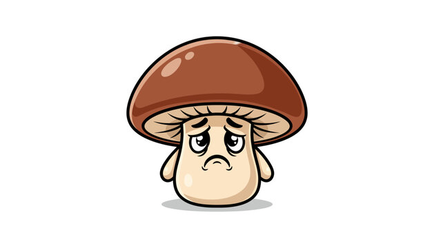 Sad Mushroom Cartoon Character Illustration