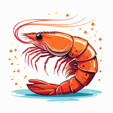 Crevette orange stylis&eacute;e en illustration