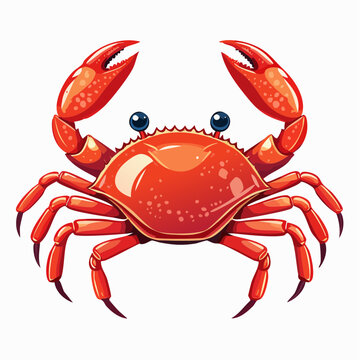 Crabe rouge r&eacute;aliste aux pinces lev&eacute;es