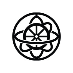 Black line of an atom or solar system model black and white © DURJOY_SAID