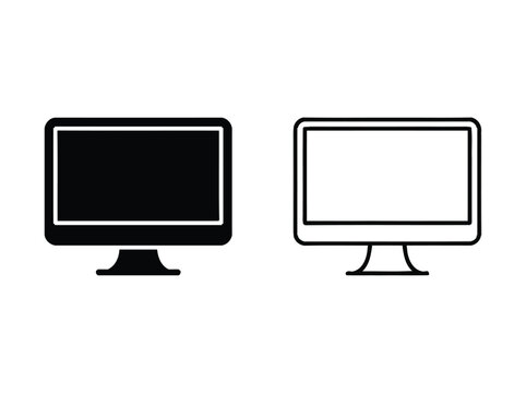Black and white computer monitor icons Vector, illustration