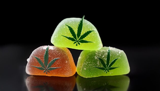 cbd gummy candy on a black background cbd gummy candy edibles cannabis thc sweet chewy delicious