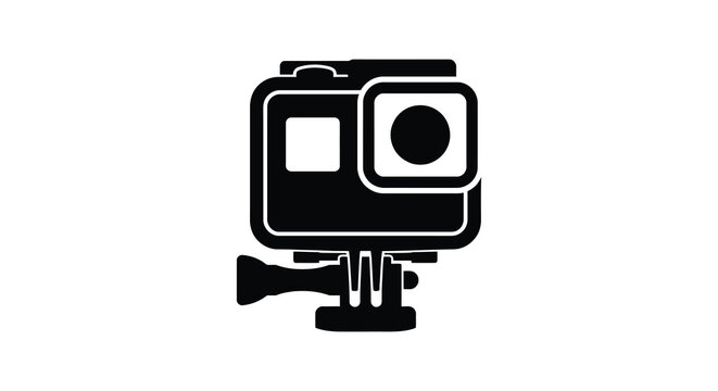 Action camera silhouette on white background