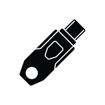 Black key fob with hole, keychain tag white background