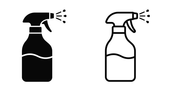 Spray bottle icons black and white silhouette