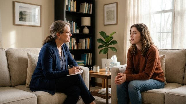 Therapist Conversing With Patient, Offering Insights and Guidance for Mental Wellness