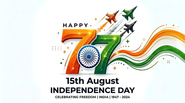 India's 77th independence day celebration with air force jets and national flag