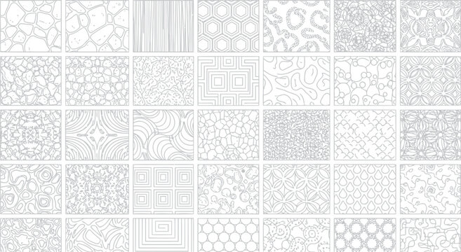 Assortment of 40 organic and abstract hand-drawn style line art patterns and textures for design projects