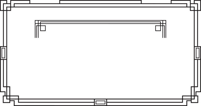Art deco geometric frame border design isolated on white background
