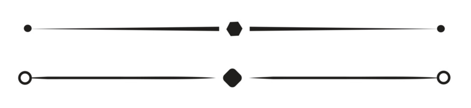 Decorative text dividers and ornamental page separators set.