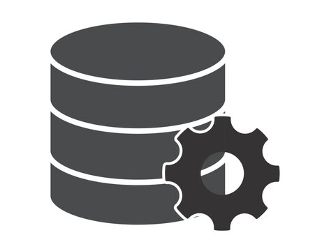 Database Configuration and Management Icon with Gear Symbol &ndash; Data Storage Administration Concept Data Protection Editable icon set +-18.ai
