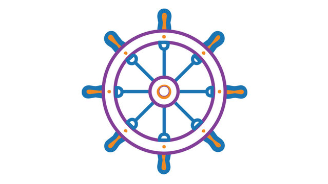 Marine navigation steering component vector icon with variable line density. Polychromatic outlined depiction of a privateer rudder for oceanic travel and sailing vessel design.