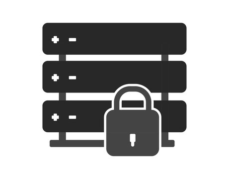 Secure Server Database with Padlock Icon &ndash; Data Protection, Cybersecurity and Network Security Vector Illustration Data Protection Editable icon set +-01.ai