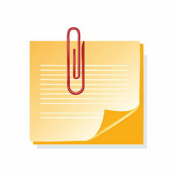 Sticky Note with Red Paperclip