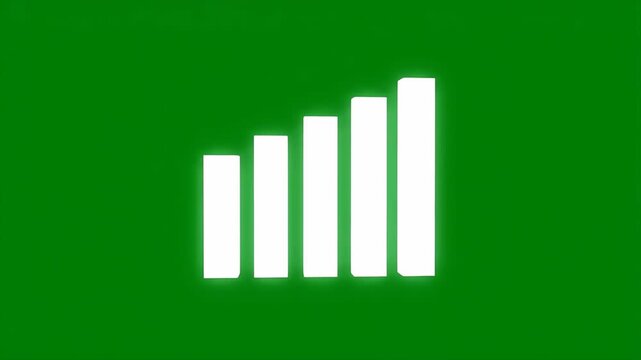 Dynamic Signal Bars on Green Screen - The video showcases a set of digital signal bars displayed in a dynamic, increasing sequence against a chroma key green backdrop.