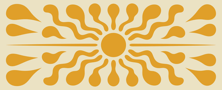 sun groovy background summer retro radial burst yellow graphic wave abstract trendy sunshine poster cartoon light beam print design composition with vibrant seasonal energy and modern decorative illus