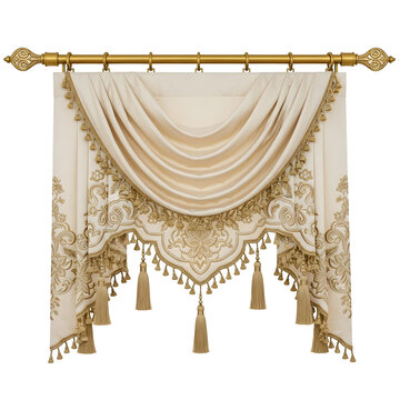 Gold wedding arch with white fabric and lace decoration