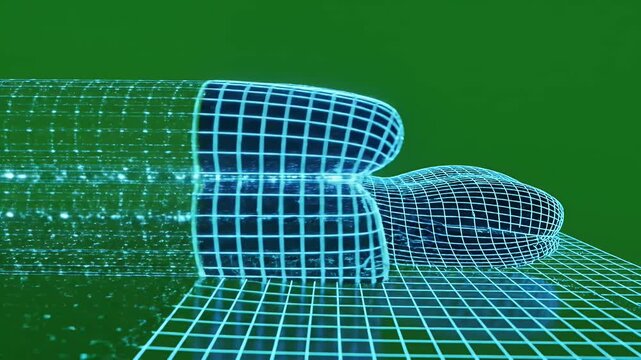Futuristic Grid Scanner on Chroma Key Surface - A high-tech, digital grid pattern is seen sweeping across an object, generating a futuristic visual effect.