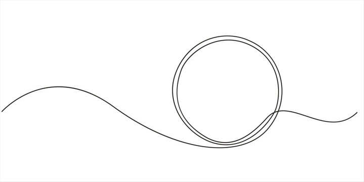 Circle frame continuous one line drawing, circle shape continuous one line drawing, Continuous one line circle stroke, Hand drawn circle frame on white background. one line drawing vector illustration