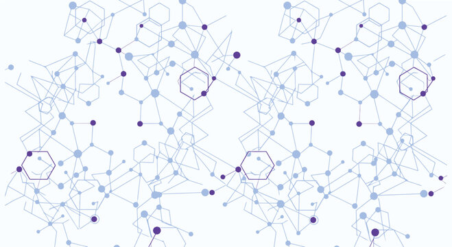 Hexagonal network pattern with connected nodes on white background