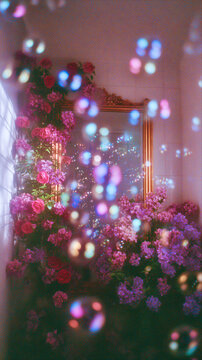 Ethereal Aesthetic Romantic Garden Bathroom Photography Background Photo