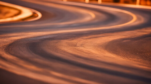Blurred road tracks at sunset