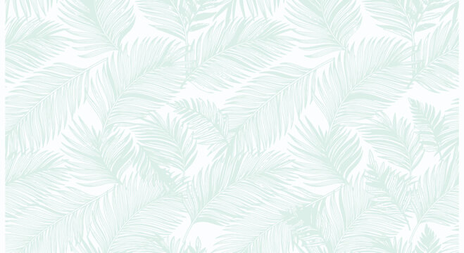 Palm leaf pattern delicate mint green vector illustration on white background
