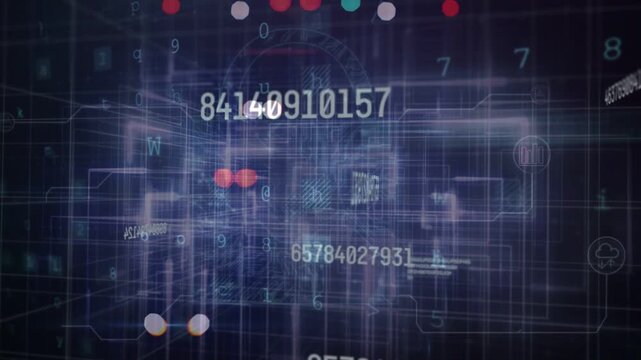 Camera moving through data grid, node column pulsing and revealing SCANNING MALWARE DETECT overlays