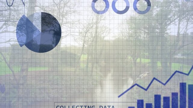 Collecting label appearing, data overlay reconfiguring charts, filling graphs, analysing park data