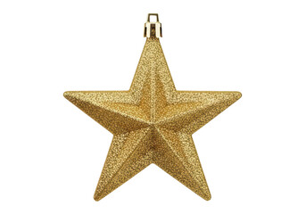 Fototapeta premium Golden glitter star ornament isolated on transparent background