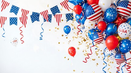 Obraz premium Patriotic fourth of july celebration with balloons and bunting