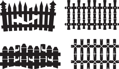 Obraz premium Black Fence Icons Set on White Background