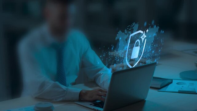Mobile Security and Data Protection Concept with Verified Lock Icons on Smartphone and Laptop, Representing Secure Access, User Authentication, Privacy Protection, Cyber Security, Digital and Modern