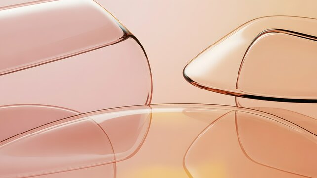 Abstract metallic forms with glossy surfaces and a peach toned color palette shapes