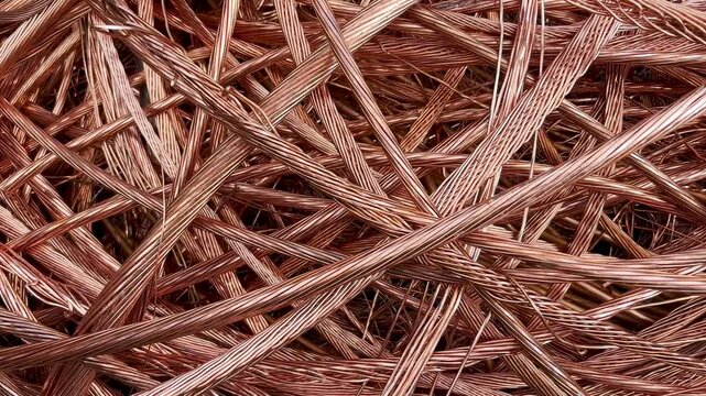 Bright copper wire stripped from power cables to be recycled