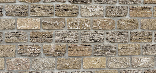 Old shell rock wall showing natural texture background © Kornienko Alexandr