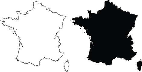 France map outline with filled version comparison Vector © Mst