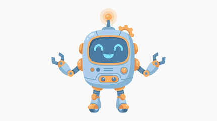Naklejka premium Stock Vector: Cute Educational Robot Isolated on White for Kids Learning Technology